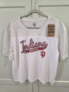 Women's Rivalry Threads 91 Cropped Indiana Hoosiers Jersey T-Shirt NWT Sz Large